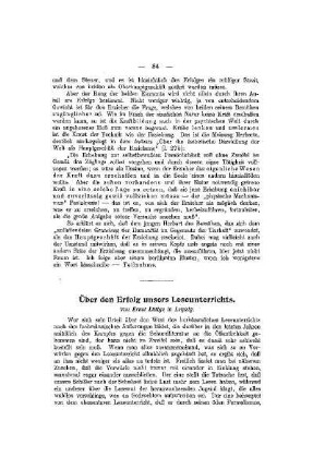 Über den Erfolg unsers Leseunterrichts