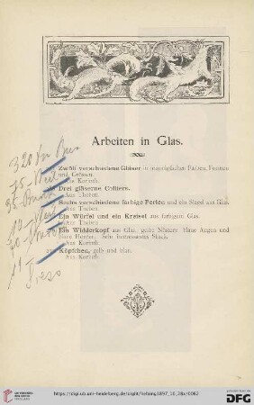 Arbeiten in Glas (Nr. 265 - 270)