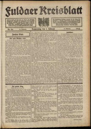 Zweite Ausgabe vom Donnerstag, den 01. Februar 1912.