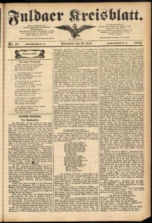 Zweite Ausgabe vom Samstag, den 26. April 1902.