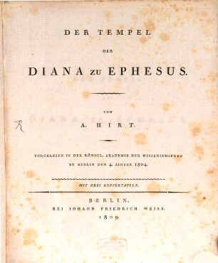 Der Tempel der Diana zu Ephesus