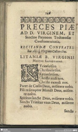 Preces Piae Ad D. Virginem, Et Sanctos Patronos Todtmosiae Confraternitatis