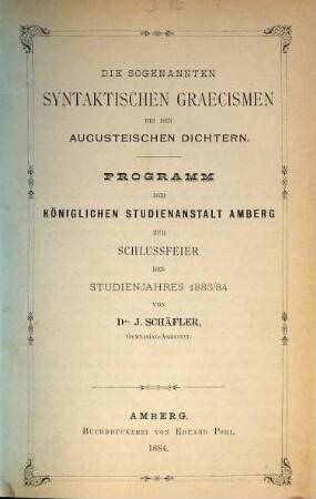 Die sogenannten syntaktischen Graecismen bei den augusteischen Dichtern