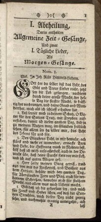 I. Abtheilung, Darin enthalten Allgemeine Zeit-Gesänge.
