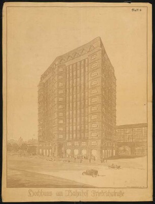 Hochhaus am Bahnhof Friedrichstraße, Berlin: Perspektivische Ansicht