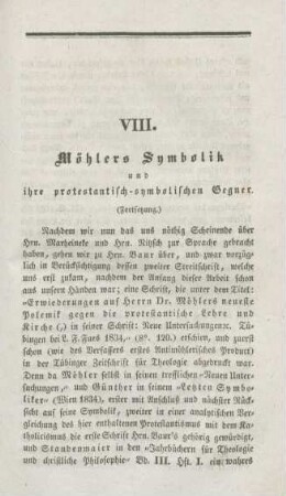139-181 Möhlers Symbolik und ihre protestantisch-symbolischen Gegner : Fortsetzung
