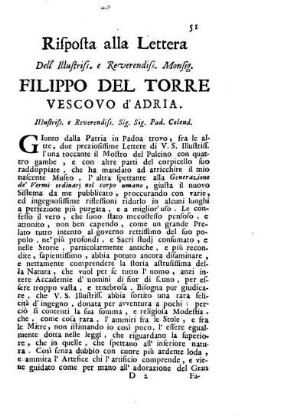 IV. Risposta alla Lettera dell' ... Filippo del Torre