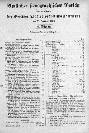 Sitzung 4, 28. Januar 1926