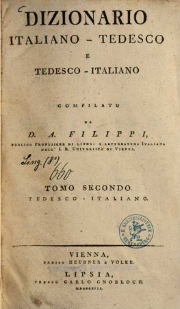 Dizionario italiano-tedesco e tedesco-italiano. 2, Tedesco - italiano