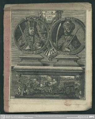 1763: Verbesserter und neuer Türcken-Calender : darinnen benebenst d. ordentl. Witterungs-Anzeige, durch d. Jahrs-Zeiten ... auch zu finden e. ausführl. Beschreibung d. Türcken-Kriege ... auf d. Jahr ...