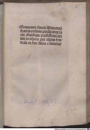 Sermones de tempore et de sanctis : [1-3]. [1], Sermones de tempore. Pars hiemalis