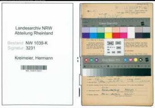 Entnazifizierung Hermann Kreimeier , geb. 11.08.1900 (Postbeamter)