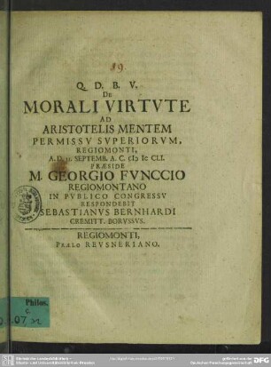 De morali virtute ad Aristotelis mentem
