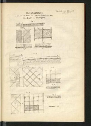 Zeichgsb. 1. zum 12. Protokoll und zu Beil. 1. Holzpflasterung in eisernem Netz auf Beton-Unterlage, von Chr. Graff in Stuttgart