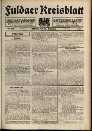 Dritte Ausgabe vom Samstag, den 20. Dezember 1913.