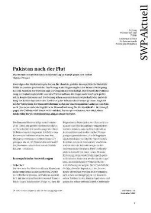 Pakistan nach der Flut : wachsende Instabilität und ein Rückschlag im Kampf gegen den Terror