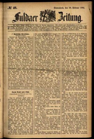 Ausgabe vom Samstag, den 18. Februar 1882.