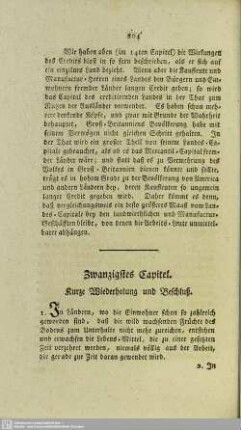 Zwanzigstes Capitel. Kurze Wiederholung und Beschluß