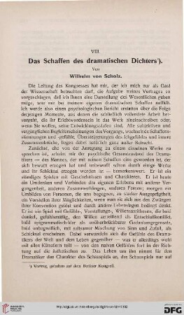 Das Schaffen des dramatischen Dichters