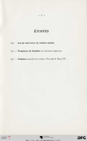 Étoffes (Nr. 169-171)