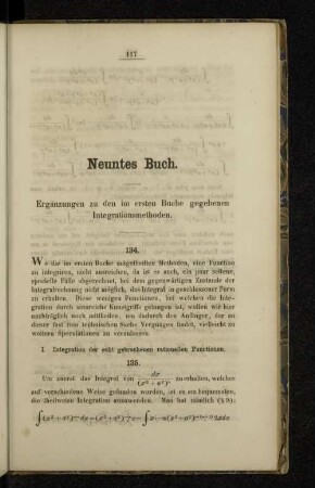 Neuntes Buch. Ergänzungen zu den im ersten Buche gegebenen Integrationsmethoden.