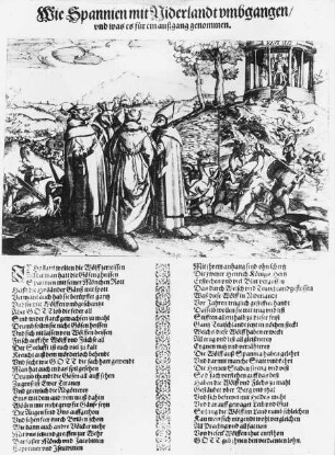 Halle (Saale), anonymes Flugblatt aus Holland, Wie Spanien mit Niderlandt umbgangen; Stiftung Moritzburg