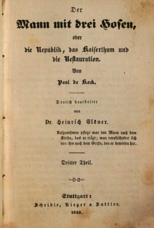 Paul de Kock's humoristische Romane, deutsch bearbeitet von Heinrich Elsner. 17