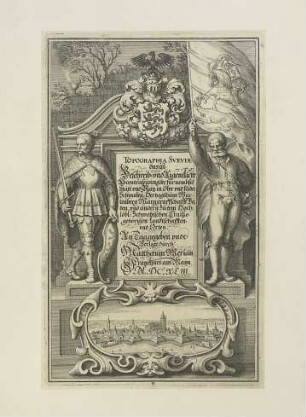 Ulm von Norden. Um 1643. Titelblatt zu Merians Topographia Sueviae.