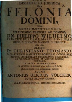 Dissertatio Juridica De Felonia Domini