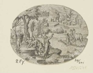 Jacob begegnet Rahel, Blatt 5 der Folge "Szenen aus dem Alten Testament"