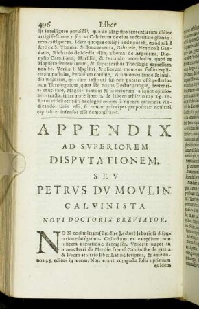 Appendix Ad Superiorem Disputationum.
