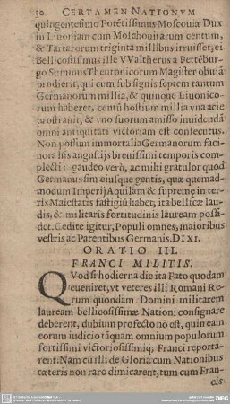 ORATIO III. FRANCI MILITIS.