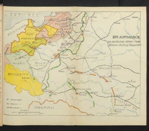 Der Aufmarsch an der Deutsch-österr.-russ. Grenze Anfang August 1914