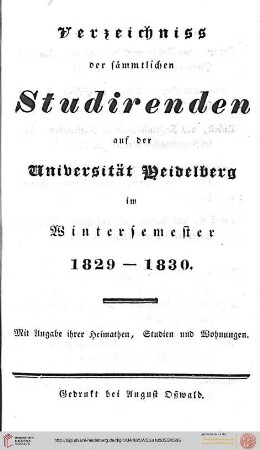 Wintersemester 1829/1830