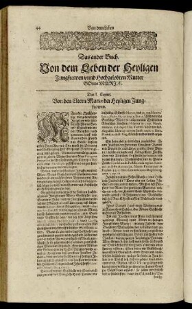 Das ander Buch. Von dem Leben der Heyligen Jungfrawen und Hochgelobten Mutter Gottes Mariæ