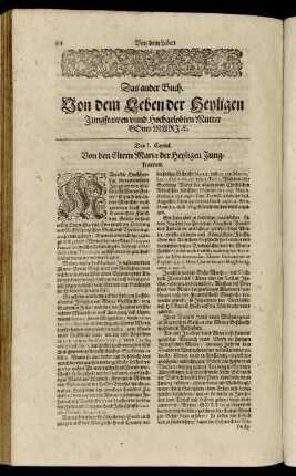 Das ander Buch. Von dem Leben der Heyligen Jungfrawen und Hochgelobten Mutter Gottes Mariæ