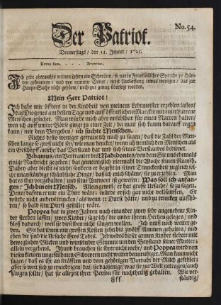 No. 54. Donnerstags, den 11. Jenner / 1725