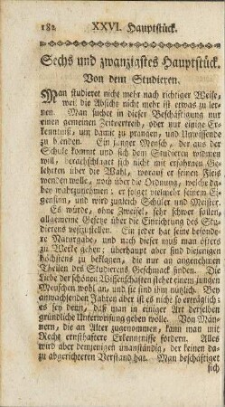 Sechs und zwanzigstes Hauptstück. Von dem Studieren.