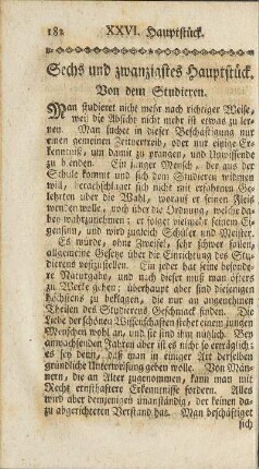 Sechs und zwanzigstes Hauptstück. Von dem Studieren.