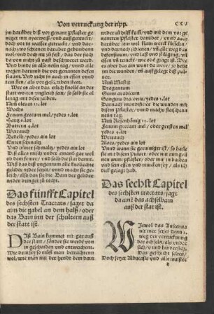 Das sechst Capitel des sechsten tractats/ sagt da ainen das achselbain auß der stat ist.