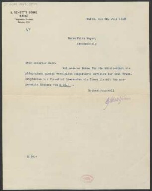 Brief an Fritz Meyer : 30.07.1913