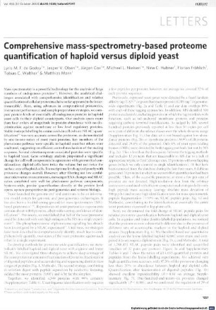 Comprehensive mass-spectrometry-based proteome quantification of haploid versus diploid yeast