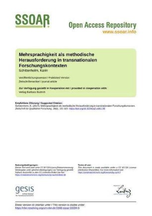 Mehrsprachigkeit als methodische Herausforderung in transnationalen Forschungskontexten