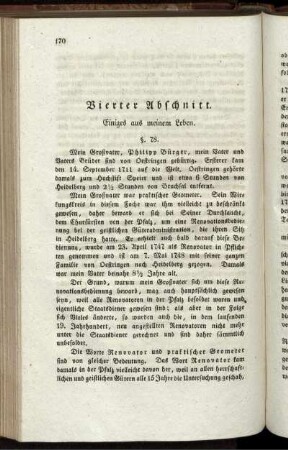 Vierter Abschnitt. Einiges aus meinem Leben.