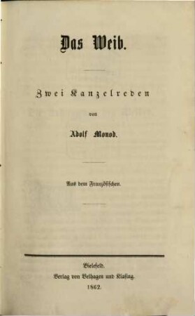 Adolf Monod's ausgewählte Schriften, 7. Das Weib