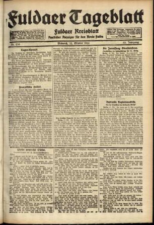 Ausgabe vom Mittwoch, den 12. Oktober 1921.