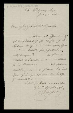 Brief von Christian Rudolf Wessel an Louis Spohr
