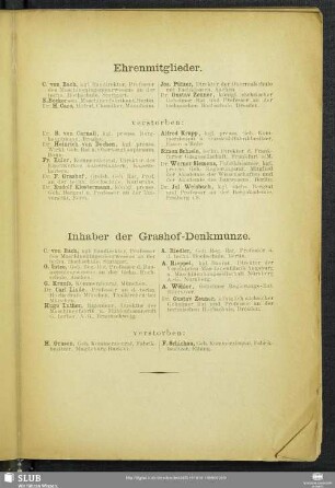 Inhaber der Grashof-Denkmünze.