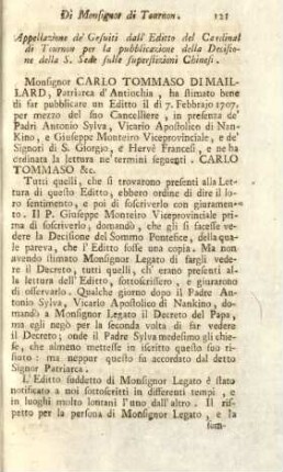 Appellazione de Gesuiti dall'editio del Cardinal di Tournon per la pubblicazione della ...