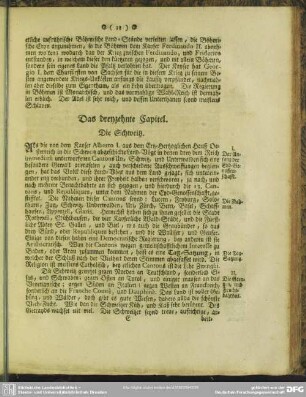 Das dreyzehnte Capitel. Die Schweitz